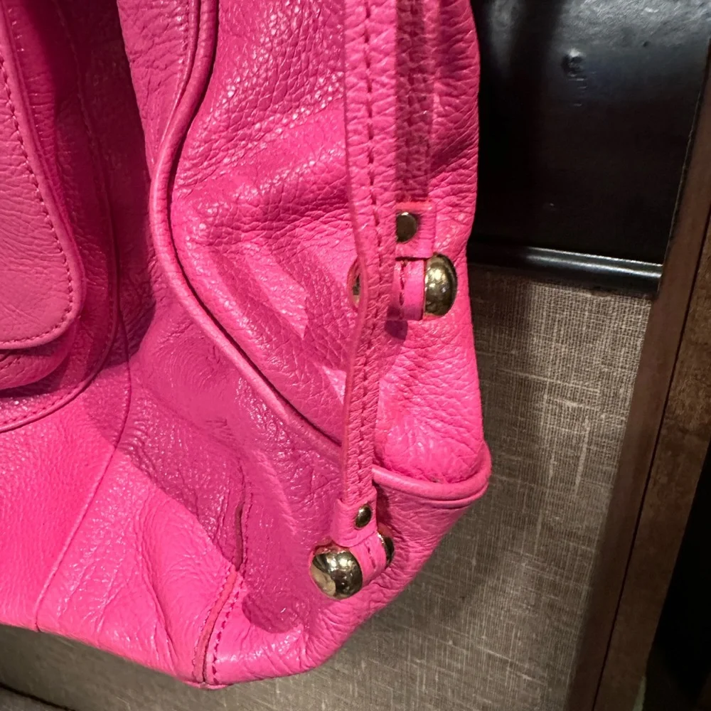 Isaac Mizrahi Hot Pink Leather Tote